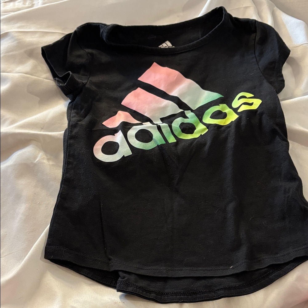 Adidas Kids Black Tee with Colorful Logo 6